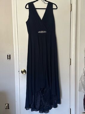 Eliza J | Dresses | Eliza J Embellished Highlow Chiffon Dress Navy |  Poshmark